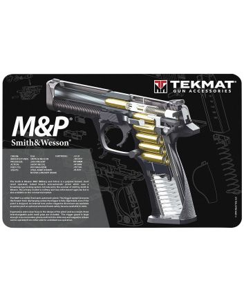 TekMat TEKR17SWMPCA S&amp;W M&amp;P Cutaway Cleaning Mat Black/White Rubber 11" x 17"
