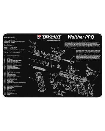 TekMat TEKR17WALPPQ Walther PPQ Cleaning Mat Black/White Rubber 11"x17" Walther PPQ Parts Diagram