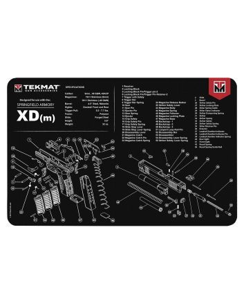 TekMat TEKR17XDM Springfield Armory XDm Cleaning Mat Black/White Rubber 11"x17" Springfield Armory XDm Parts Diagram