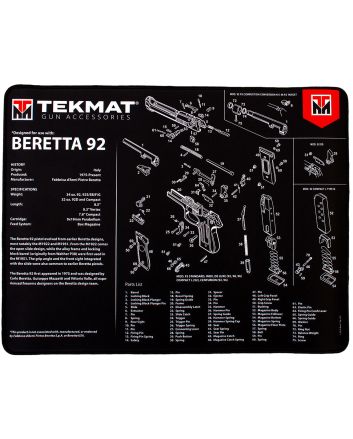 TekMat TEKR20BER92 Beretta 92 Ultra 20 Cleaning Mat Black/White Rubber 15"x20" Beretta 92 Parts Diagram