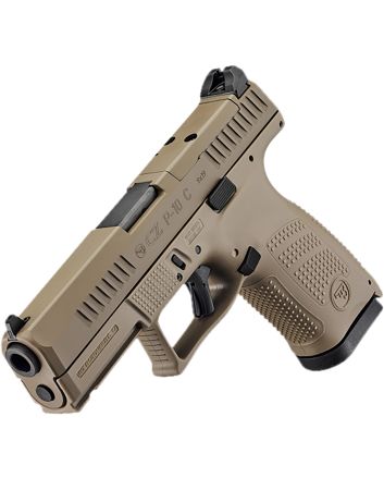CZ-USA 91577 P-10 CCompact Frame 9mm Luger 15+1 4.02" Black Stainless Steel Barrel, Black Nitride Serrated Steel Slide, Flat Dark Earth Polymer Frame w/Picatinny Rail, Interchangeable Backstrap Grip