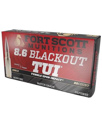 Fort Scott Munitions 86BLK235SCV1 Tumble Upon Impact (TUI)8.6 Blackout 235 gr 20 Per Box/ 10 Cs
