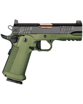 JACOB GREY FIREARMS TWC9EDG TWC99mm Luger 17+1 4.25" Black Bull Barrel, Black Optic Ready/Serrated Steel Slide, Duty Green Aluminum Frame w/Beavertail &amp; Picatinny Rail