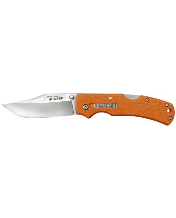 Cold Steel CS23JBZ Double Safe Hunter 3.50" Folding Clip Point Plain Satin 8Cr13MoV SS Blade, 4.88" Blaze Orange Textured GFN Handle