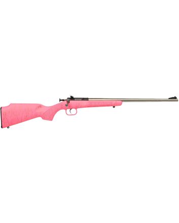 Crickett KSA2441 Gen2Youth 22 LR 1rd 16.13" Stainless Single Shot Barrel, Stainless Steel Receiver, Pink w/Gold Webbing Fixed Synthetic Stock
