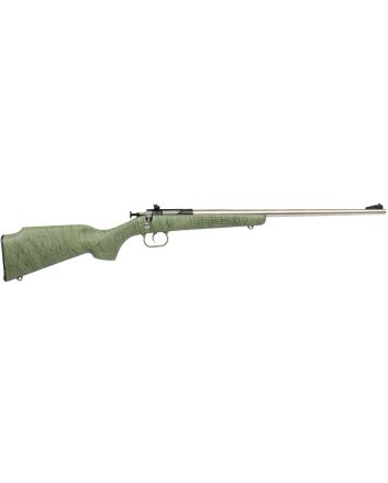 Crickett KSA2442 Gen2Youth 22 LR 1rd 16.13" Stainless Single Shot Barrel, Stainless Steel Receiver, Green w/Black Webbing Fixed Synthetic Stock