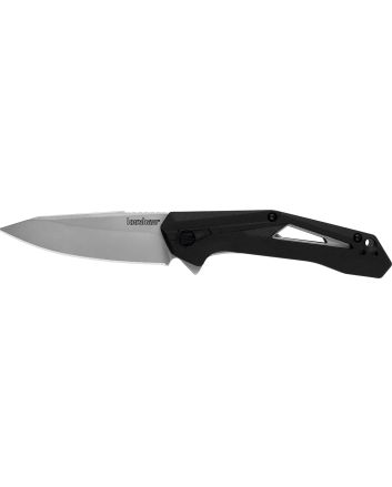 Kershaw 1385 AirlockEDC 3" Folding Drop Point Plain Bead Blasted 5Cr13MoV SS Blade, Black GFN/SS Handle