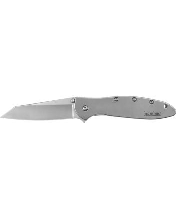 Kershaw 1660R Leek Random EDC 3" Folding Reverse Tanto Plain Bead Blasted 14C28N Steel Blade, Silver Stainless Steel Handle