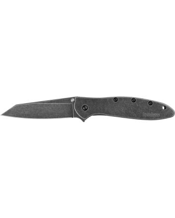 Kershaw 1660RBW Leek Random EDC 3" Folding Reverse Tanto Plain Black Oxide Blackwash 14C28N Steel Blade, Blackwash Stainless Steel Handle
