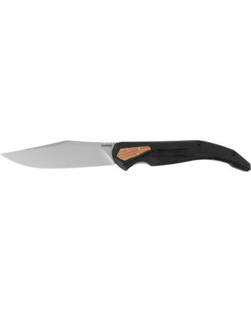 Kershaw 2076 Strata4" Folding Cleaver Plain Stonewashed D2 Steel Blade, Bead Blasted SS/Black G10 Handle w/Copper Insert