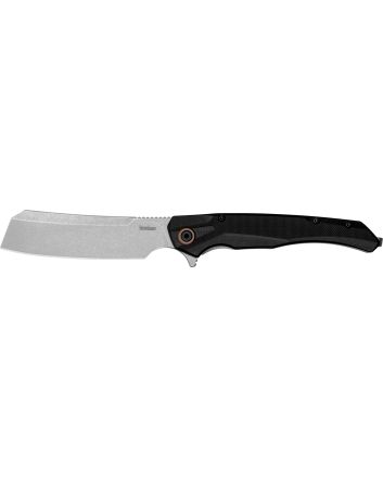 Kershaw 2078 Strata4" Folding Cleaver Plain Stonewashed D2 Steel Blade, Black Bead Blasted G10/SS Handle