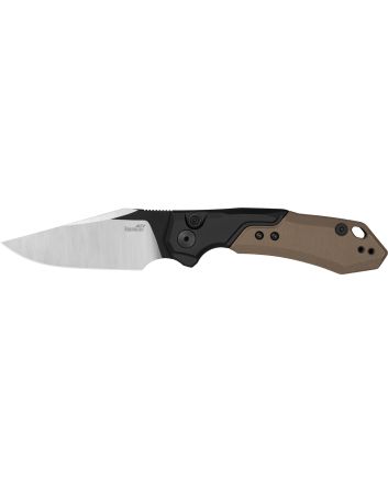 Kershaw 7851 Launch 19 Automatic 3.30" Folding Clip Point Plain Black Satin Cerakote CPM 154 SS Blade, Black Aluminum/Brown G10 Handle