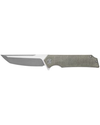 Sig Sauer Knives TS8SG Tsuru3.30" Folding Tanto Plain Satin 154CM SS Blade, 4.20" Green Canvas Micarta Handle