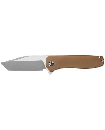 Sig Sauer Knives XI SBRN Xiphos3.40" Folding Modified Tanto Plain Dark Acid Stonewash/Satin Nitro-V Blade, 4.20" Coyote Brown G10 Handle