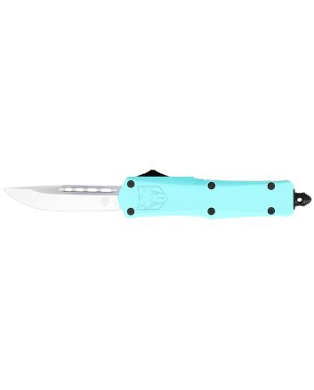 CobraTec Knives STBFS3DNS FS-3Small 2.75" OTF Drop Point Plain D2 Steel Blade, 4.25" Mint Blue Aluminum Alloy Handle