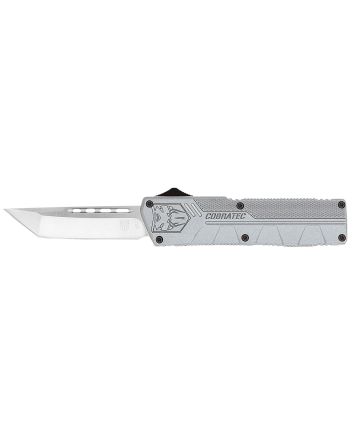 CobraTec Knives GYCTLWTNS Lightweight3.25" OTF Tanto Plain D2 Steel Blade, 4.25" Gray Aluminum Alloy Handle