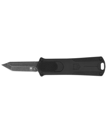 CobraTec Knives CALI952BLKTNS 952 *CA Compliant 1.75" OTF Tanto Plain Stonewashed D2 Steel Blade, 3" Black Anodized Aluminum Handle