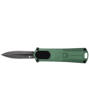CobraTec Knives 952ODGDAGNS 9521.75" OTF Dagger Plain Stonewashed D2 Steel Blade, 3" OD Green Anodized Aluminum Handle