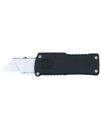 CobraTec Knives CTOTFUTBLK UtilityOTF Plain Aluminum Blade, 3.38" Black Aluminum Handle