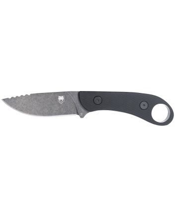 CobraTec Knives SD2DNSBLKGEN2 Skinner Gen II 3.50" Folding Plain Stonewashed D2 Steel Blade, 4.31" Black w/Finger Ring G10 Scales Handle