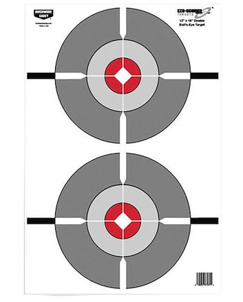 Birchwood Casey BC-37207 EZE-ScorerDouble Bullseye Hanging Paper 12" x 18" Gray/Red 10 Pack