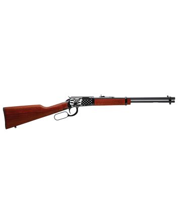 Rossi RL22181WD-EN22 Rio Bravo22 LR 15+1 18" Black Polished Alloy Steel Barrel, Black Engraved w/Flag &amp; Eagle Alloy Steel Receiver, Hardwood Fixed Stock, Right Hand
