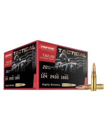 Norma Ammunition 295540020 Range &amp; Training7.62x39mm 124gr 20 Per Box/50 Case