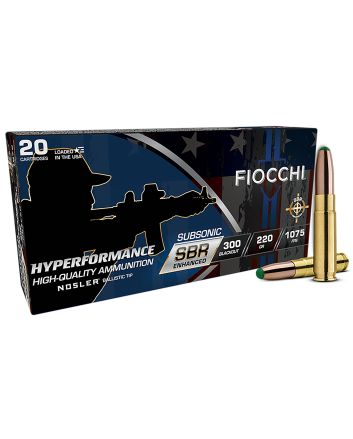 Fiocchi 300BKSBS Hyperformance300Blackout 220gr Nosler BT 20 Per Box/10 Case