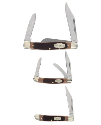 Old Timer 1207768 Q4 Combo Folding Plain Satin Stainless Steel Blade/ Sawcut Polymer Handle