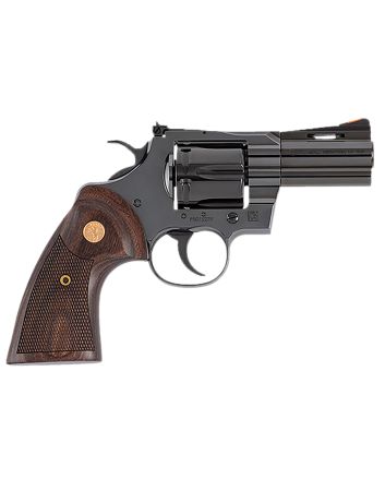 Colt Mfg PYTHONBP3WTS Python357 Mag 6 Shot 3" Blued Carbon Steel Vent Rib Barrel, Cylinder &amp; Frame, Wood Grip, Exposed Hammer