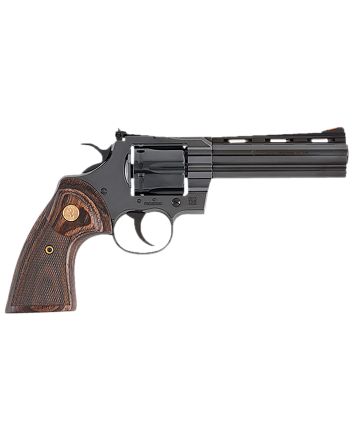 Colt Mfg PYTHONBP5WTS Python357 Mag 6 Shot 5" Blued Carbon Steel Vent Rib Barrel, Cylinder &amp; Frame, Wood Grip, Exposed Hammer