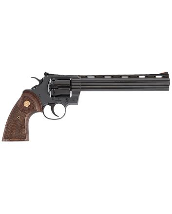Colt Mfg PYTHONBP8WTS Python357 Mag 6 Shot 8" Blued Carbon Steel Vent Rib Barrel, Cylinder &amp; Frame, Wood Grip, Exposed Hammer