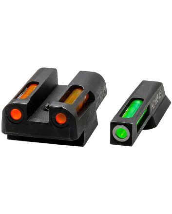 HiViz CZN421 LiteWave H3 Fiber-Optic Sight Set Green Tritium/White Outline w/ Litepipes Orange Fits CZ 75, 85, P-01