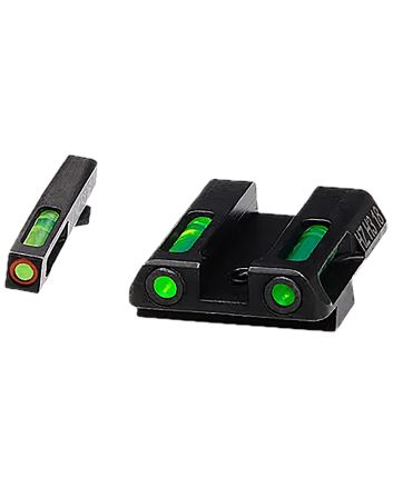 HiViz GLN521 LiteWave H3 Fiber-Optic Sight Set Green Fiber Optic/Orange Outline w/ Litepipes Green Fits Glock 42, 43, 43X, 48