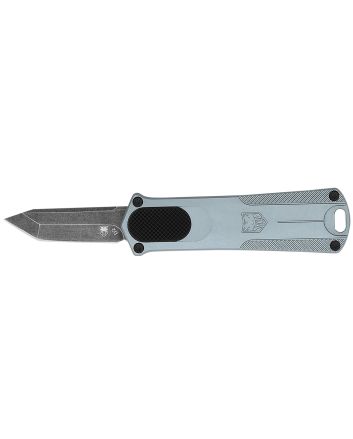 CobraTec Knives CALI952GRYTNS California 952 *CA Compliant 1.75" OTF Tanto Plain Black Stonewashed D2 Steel Blade, 3" Gray Anodized Aluminum Handle