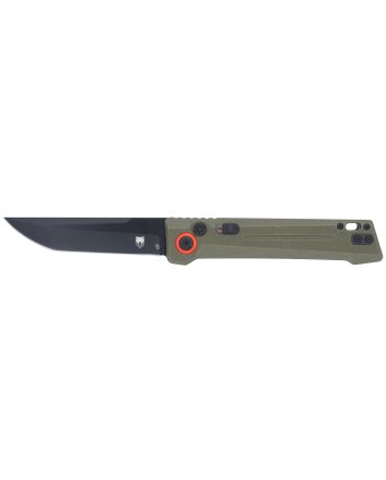 CobraTec Knives CTIFRODG Inferno3.50" OTF Tanto Plain Black TiCN D2 Steel Blade, 4.75" OD Green Textured Handle