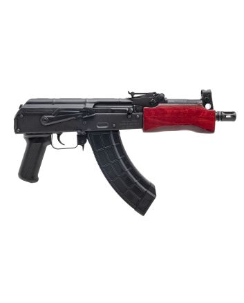 Century Arms HG2137PRN Draco Mini 7.62x39mm 30+1 7.75" Black Threaded Barrel, Black Steel Stamped Metal Receiver, Black Polymer Grip, Red Wood Handguard, Right Hand