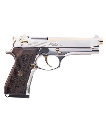 Derya Firearms MELIK9.NG.TR Melik9mm Luger 17+1 4.90" Gold TiN Steel Barrel, Black Melonite Serrated Steel Slide,Black Aluminum Frame, Black Polymer Grip