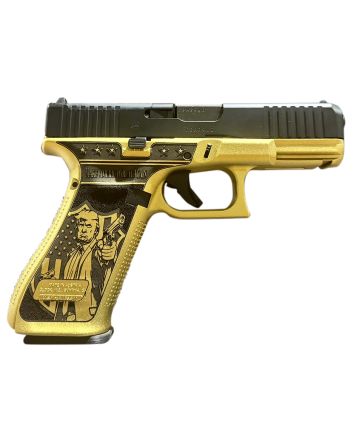 Glock PA475S204MOSNDONWICK G47 Gen5 MOS Don Wick 9mm Luger 17+1 4.49" Black GMB Barrel, Black nDLC Steel MOS Cut/Serrated Slide, Gold w/Trump &amp; Engraving Polymer Frame w/Picatinny Rail, Ambidextrous