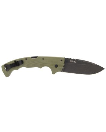 Cold Steel CSFL50MAX 5-Max5" Folding Drop Point Plain Black Stonewashed S35VN Blade, 7.13" OD Green Textured G10 Handle