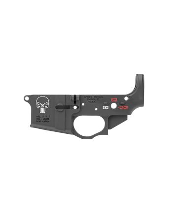 Spikes Tactical STLS015CFA Punisher Stripped Lower Receiver Multi-Caliber 7075-T6 Aluminum Black Anodized with Color Fill for AR-15