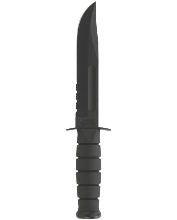 Ka-Bar 1212 Fighting/Utility7" Fixed Clip Point Part Serrated Black 1095 Cro-Van Blade, Black Kraton G Handle, Includes Sheath