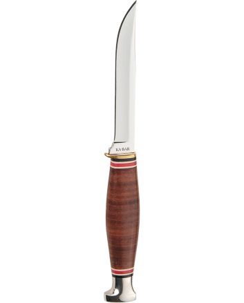 Ka-Bar 1226 Little Finn3.63" Fixed Clip Point Plain Polished 5Cr15MoV SS Blade, Brown Leather Handle, Includes Sheath