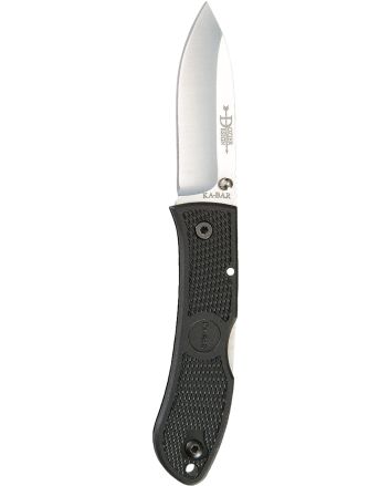 Ka-Bar 4062 Dozier Hunter 3" Folding Drop Point Plain AUS-8A SS Blade, Black Zytel Handle, Includes Pocket Clip