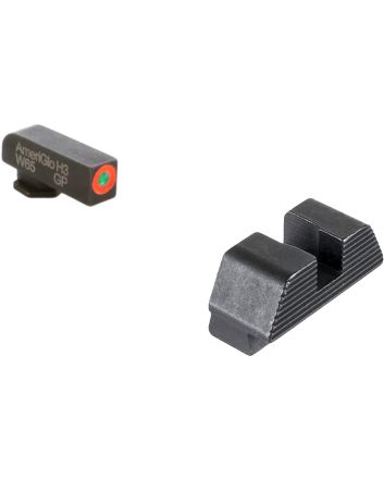 AmeriGlo GL433 Protector Sight Set for GlockGreen Tritium Orange Outline Front Sight-Black Serrated Rear Sight
