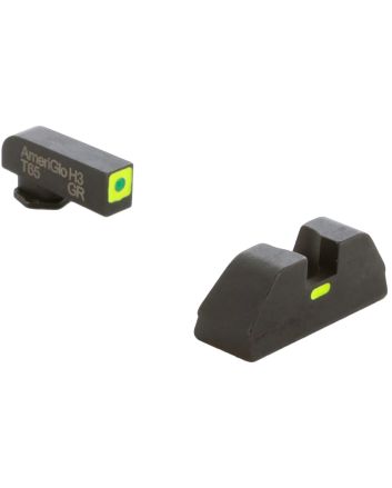 AmeriGlo GL605 CAP Sight Set for GlockGreen Tritium LumiGreen Outline Front Sight-LumiGreen Bar Rear Sight
