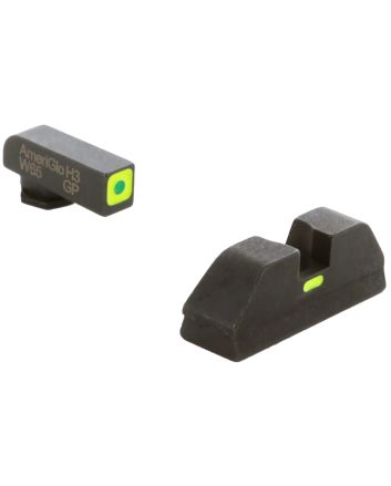 AmeriGlo GL615 CAP Sight Set for GlockGreen Tritium LumiGreen Outline Front Sight-LumiGreen Bar Rear Sight