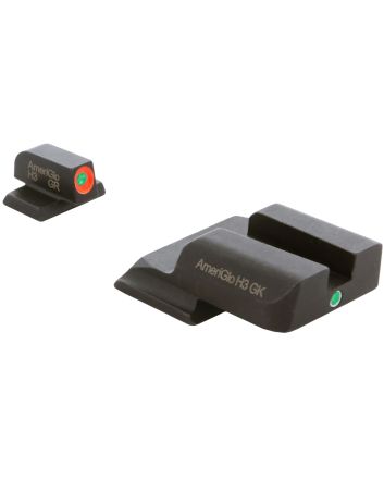 AmeriGlo SW245 i-Dot Sight Set for Smith &amp; Wesson M&amp;P ShieldGreen Tritium Orange Outline Front Sight-Green Tritium Rear Sight