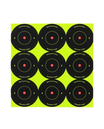 Birchwood Casey 34210 Shoot-N-C Reactive Target Self-Adhesive Paper Black/Yellow 2" Bullseye 12 Pack