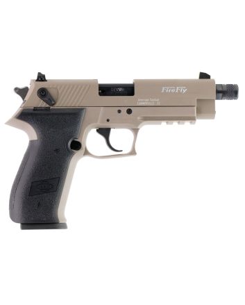 GSG GERG2210TFFT FireFly22 LR 10+1 4.90" Black Steel/Threaded Barrel, Tan Serrated Slide &amp; Zinc Alloy w/Accessory Rail Frame, Black Polymer Grip